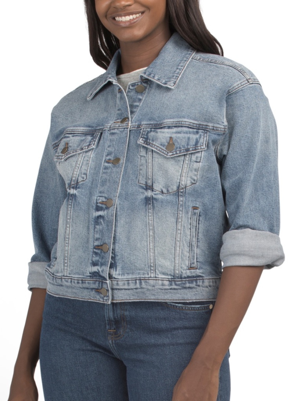 NEW with tags….Kut from the Kloth Faded Blue Denim Jacket. Size M